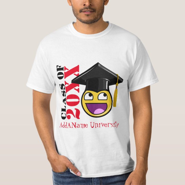 Enormt ansikte Meme med studentenhatten Tee Shirt (Framsida)