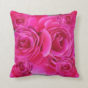 ENORMT FUCHSIA ROSA ROSMÖNSTER KUDDE