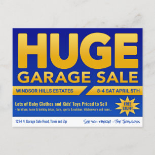 Enormt garageförsäljning - vykort