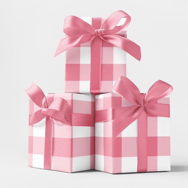 Enormt rosa gingham-ruta presentpapper (Huge Pink Gingham Check Wrapping Paper)
