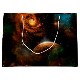 Enormt universum med planet och stjärnor