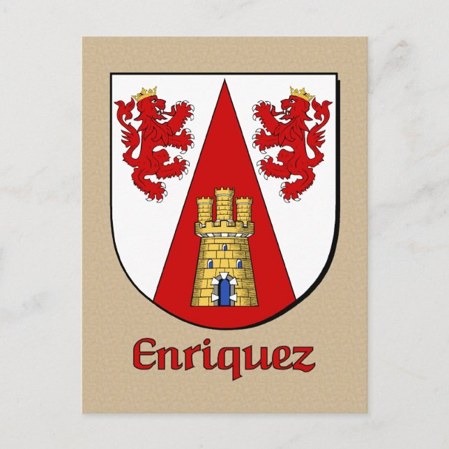 Enriquez Family Heraldic Shield Vykort (Framsida)
