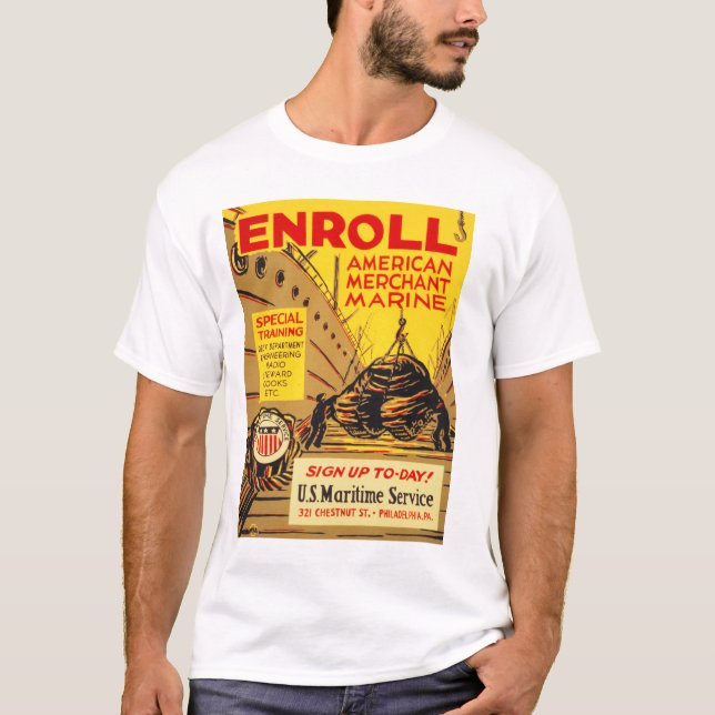 ENROLL American Merchant Marine US Maritime T Shirt (Framsida)