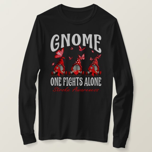 Ensam av linjemedvetenhet om Gnome One Fights T Shirt (Design framsida)