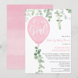 Ensam-by-flicka-dusch-rosa-ballong eucalyptus inbjudningar