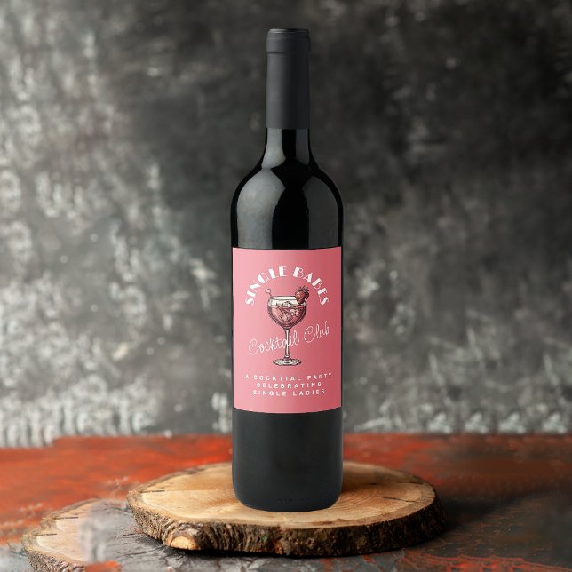 Ensam dam rosa cocktail flickor natt vinflaska etikett (Skapare uppladdad)