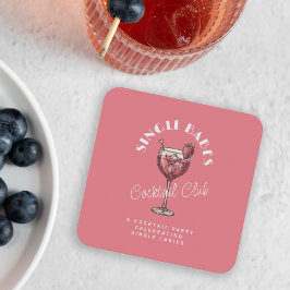 Ensam dam rosa cocktail tjejkväll underlägg papper kvadrat