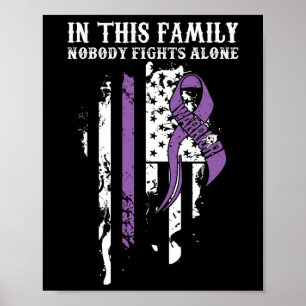 Ensam- Fibromyalgia Awareness Supportör Ribbon Poster