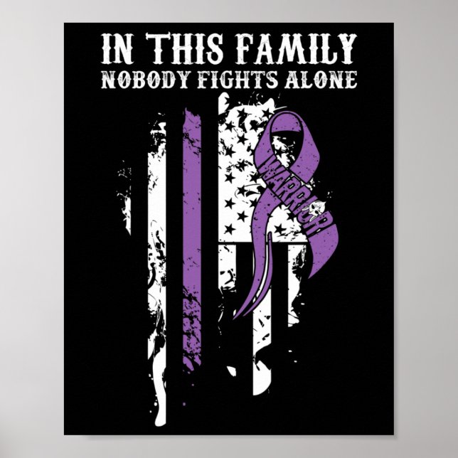 Ensam- Fibromyalgia Awareness Supportör Ribbon Poster (Framsidan)