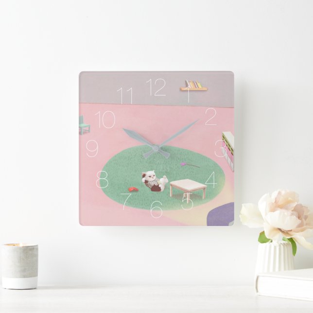 Ensam hemma fyrkantig klocka (Hem)