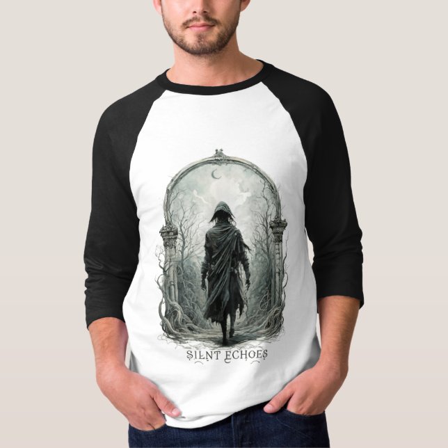 Ensam i Mörken Skeleton Echoes i Halloween T Shirt (Framsida)