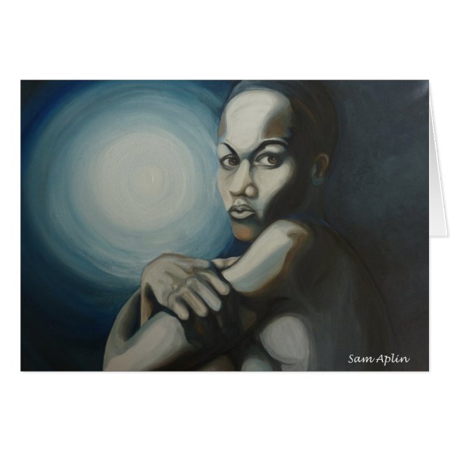 Ensam med månen hälsningskort (Framsidan Horizontal)