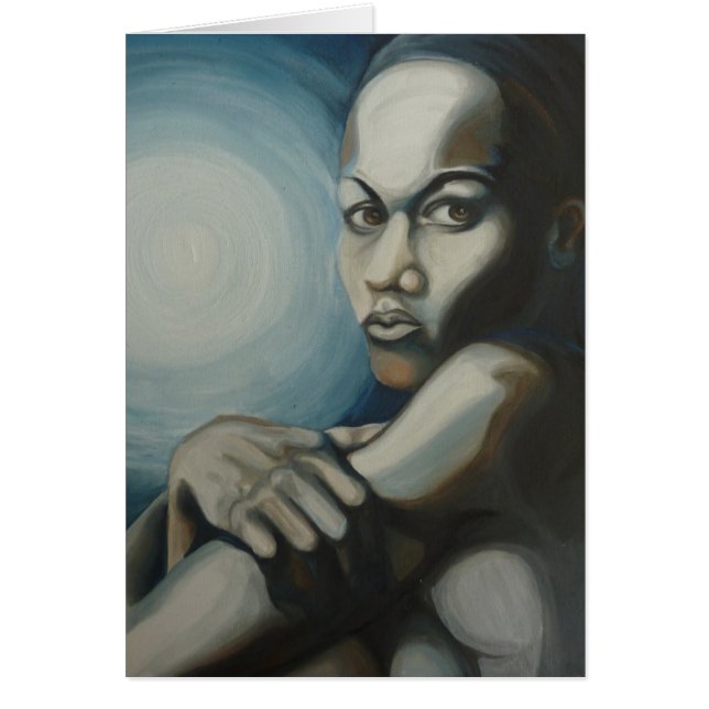 Ensam med månen hälsningskort (Framsidan)