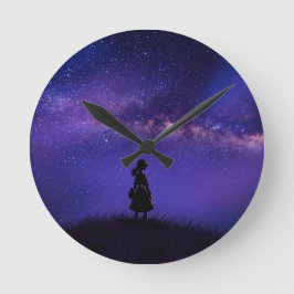 Ensam och Starry Night Rund Klocka