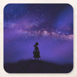 Ensam och Starry Night Underlägg Papper Kvadrat