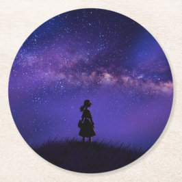 Ensam och Starry Night Underlägg Papper Rund