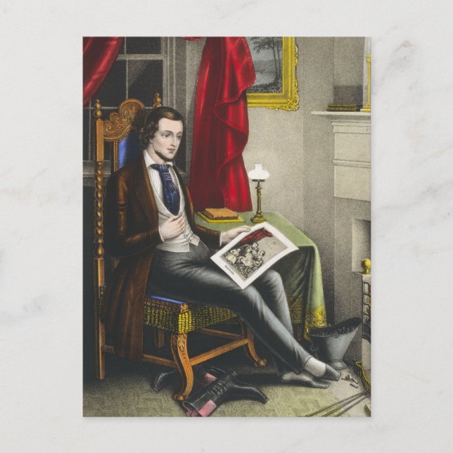 Ensam Ogift Målning Vykort (Framsida)