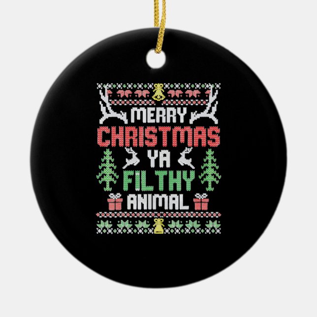 Ensam på Home Movies God jul You Filty Julgransprydnad Keramik (Framsidan)