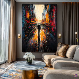 Ensam resa – expressionistisk abstrakt urban visio poster