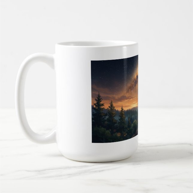 Ensam Varg Under Den Stjärnbeströdda Mjölkvägen Hi Kaffemugg (Vänster)