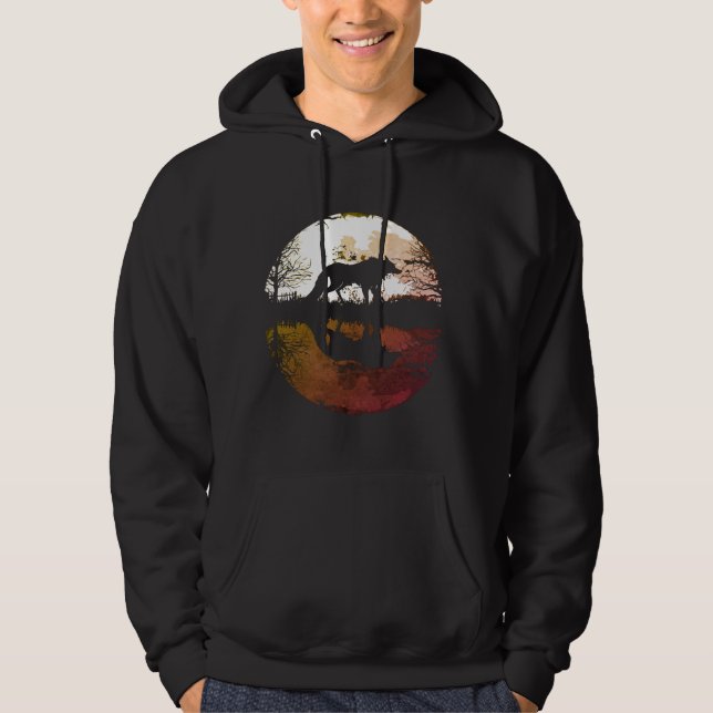 Ensam Varg Under Fullmånen Hoodie (Framsida)