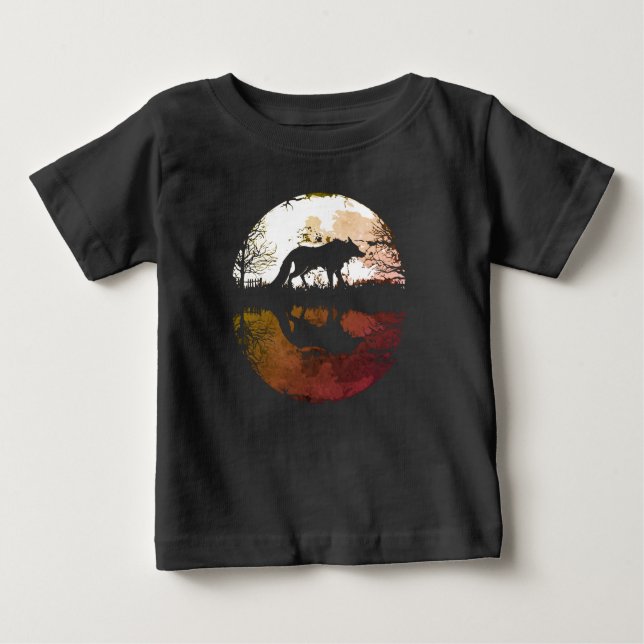 Ensam Varg Under Fullmånen T Shirt (Framsida)