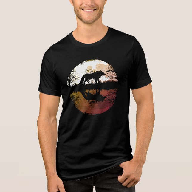 Ensam Varg Under Fullmånen T Shirt (Framsida)