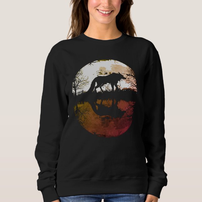 Ensam Varg Under Fullmånen T Shirt (Framsida)