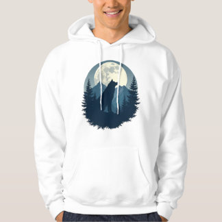Ensam varg under månen – minimalistisk nattestetik hoodie
