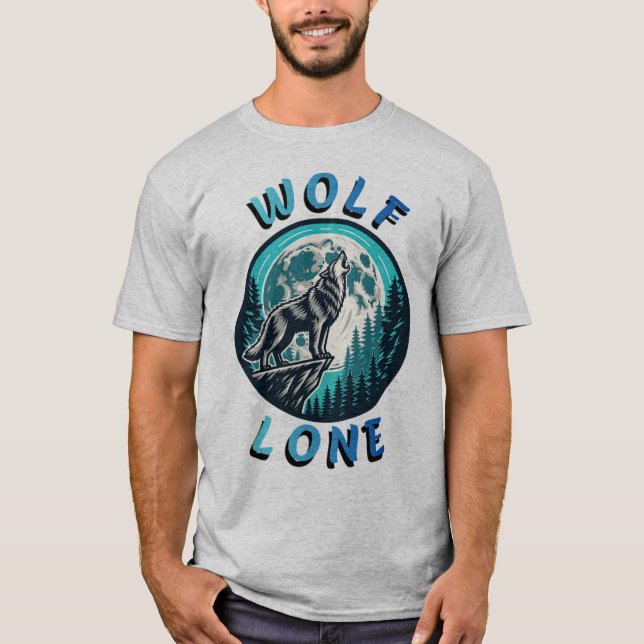 Ensam varg ylar mot månen t shirt (Framsida)