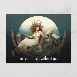 Ensam vid havsmålning vykort