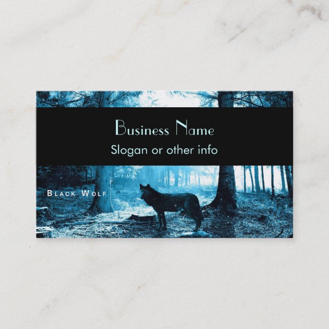 Ensamen Black Varg i skogen Visitkort (Framsida)