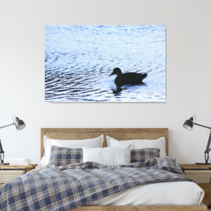 Ensamma Ankor Vilda Sjöar Vatten Krusningar Fotogr Canvastryck