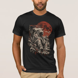 Ensamma Astronauten Röd Måne Mörk Grunge Tröja