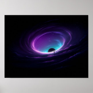 Ensamma figur vid kanten av lila kosmisk virvel poster