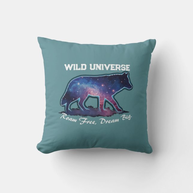 Ensamma Galaxy Varg Silhuett (vild universum) Kudde (Framsida)