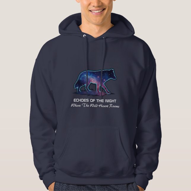 Ensamma Galaxy Varg Siluett (Nattens ekko) Hoodie (Framsida)