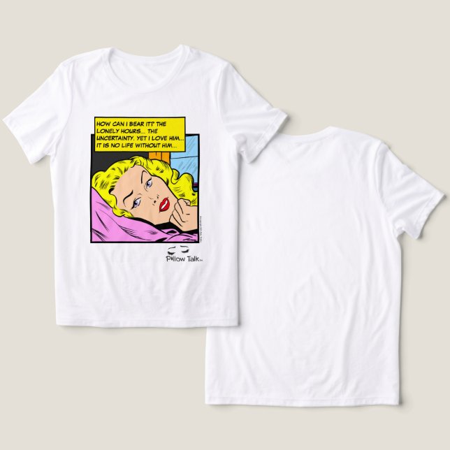 Ensamma Hjärtans Retro Romantik Serieblad T Shirt (Design fram och bak)