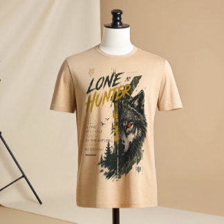 Ensamma jägare Varg Grafisk T-Shirt | Vildmark