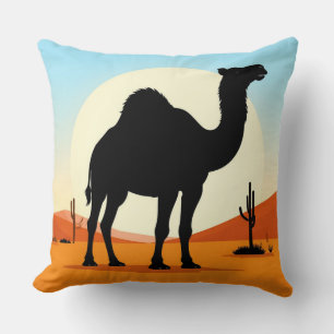 Ensamma kamelöken solnedgång resa scen 🐪 kudde