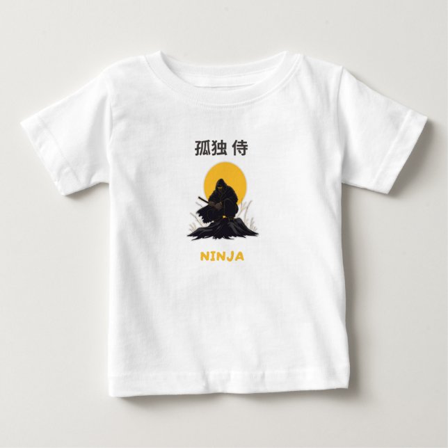 Ensamma Ninja Samuraj Konst Design T Shirt (Framsida)
