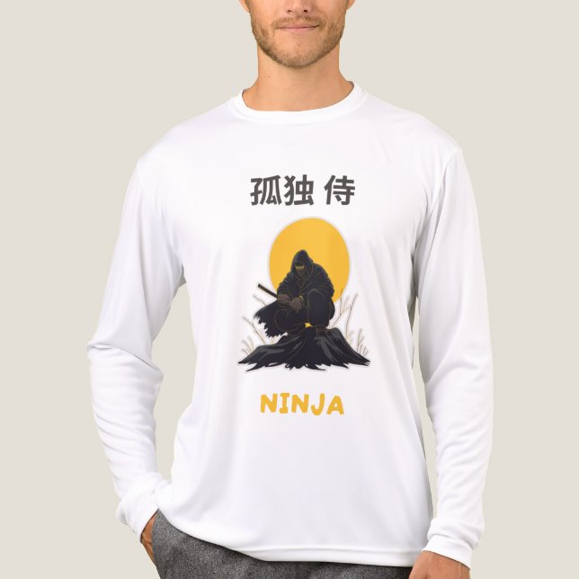 Ensamma Ninja Samuraj Konst Design T Shirt (Framsida)