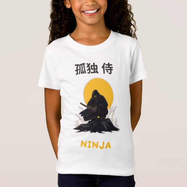 Ensamma Ninja Samuraj Konst Design T Shirt (Framsida)