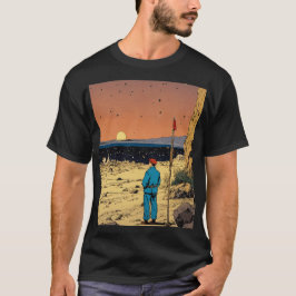 Ensamma resenären i öken solnedgång konst t shirt
