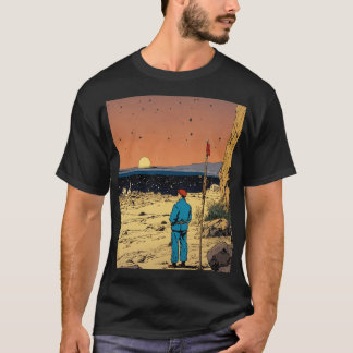 Ensamma resenären i öken solnedgång konst t shirt