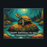 Ensamma sköldpaddan långdistans vän födelsedag vykort<br><div class="desc">Letar du efter ett perfekt födelsedags kort för en vän på långt håll? Upptäck den hjärtliga "Ensamma sköldpaddan"-designen som fångar den bitterska känslan av avstånd. Skicka din kärlek och låt dem veta att de alltid är på din mind.</div>