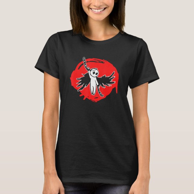Ensamma Sorgsna Emo Gotiska Ängel T Shirt (Framsida)