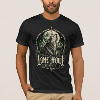 Ensamma vargens gotiska varg fullmåne vild i hjärt t shirt