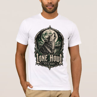 Ensamma vargens gotiska varg fullmåne vild i hjärt t shirt