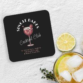 Ensamstående tjejer rosa cocktail flicknatt underlägg papper kvadrat